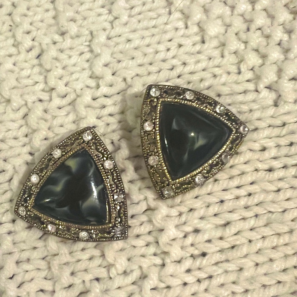 Triangular Bronze-Tone Earrings